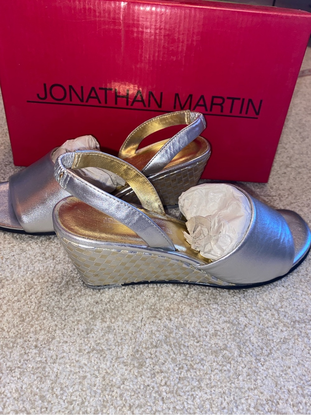 Johnathan Martin Silver Wedge Heels